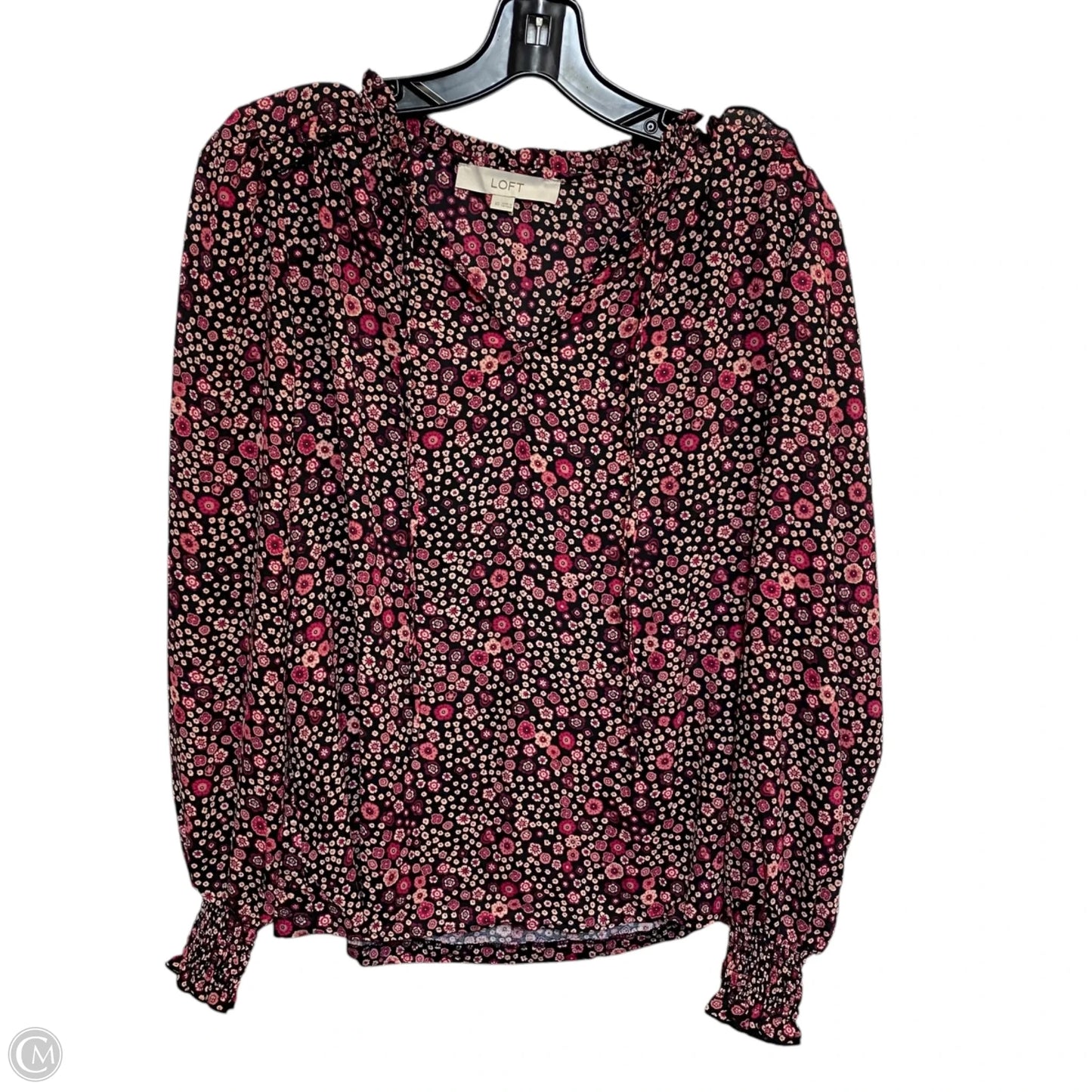 Top Long Sleeve By Loft In Black & Pink, Size: Xs