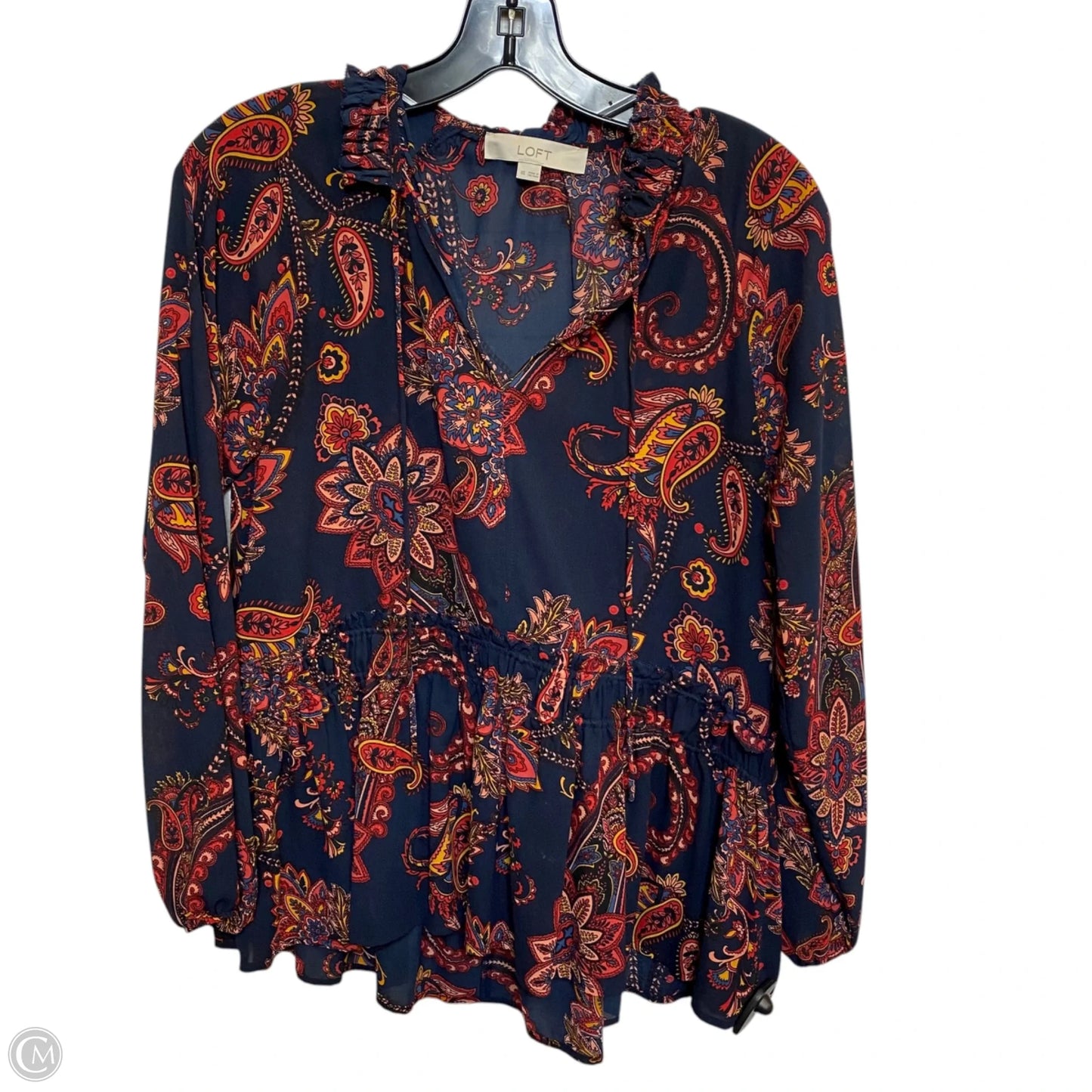 Top Long Sleeve By Loft In Blue & Red, Size: Xs