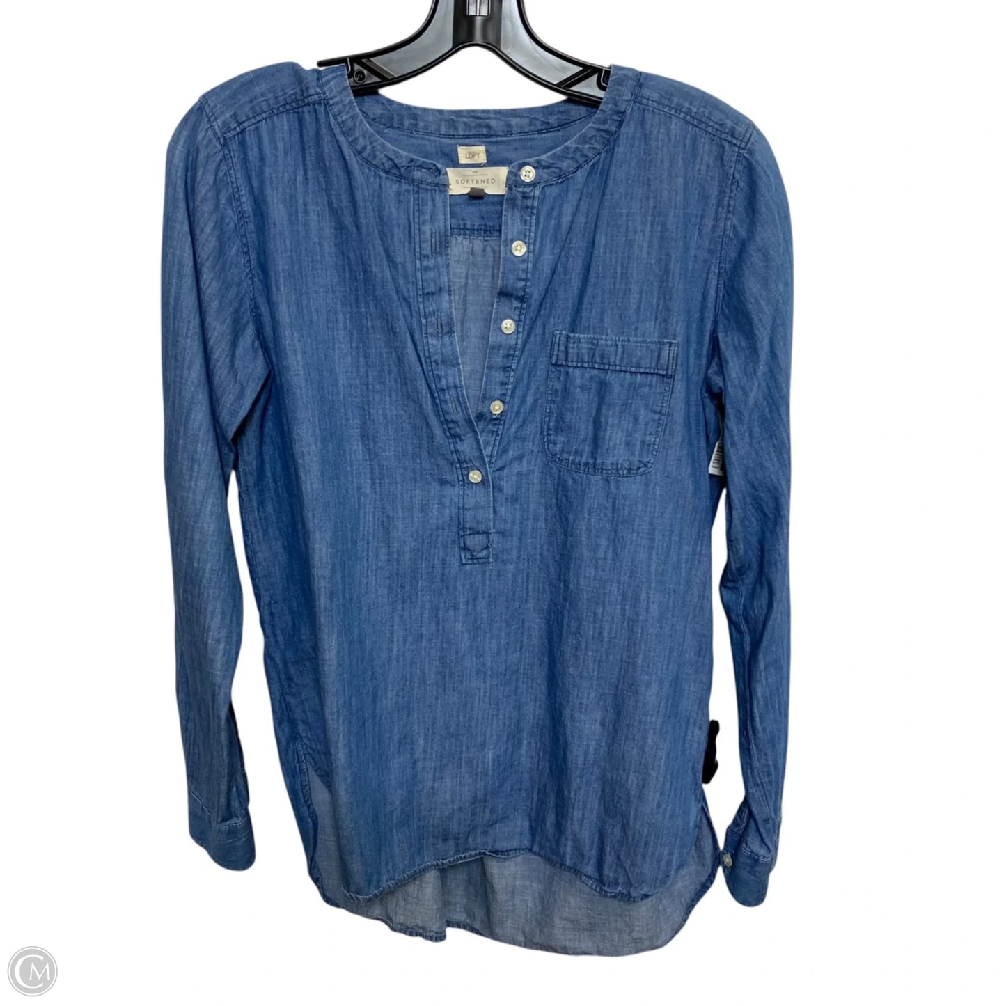Top Long Sleeve By Loft In Blue Denim, Size: Xs