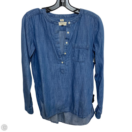 Top Long Sleeve By Loft In Blue Denim, Size: Xs