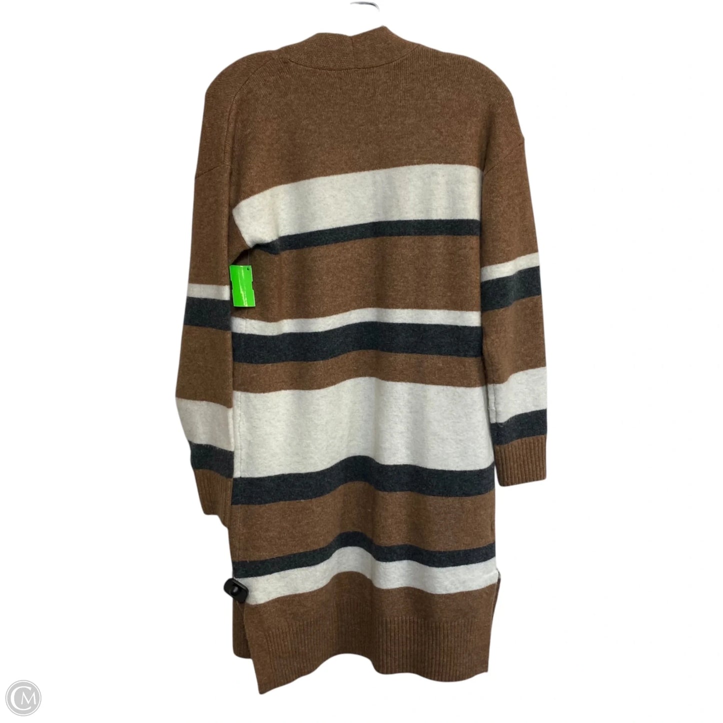 Sweater Cardigan By Loft In Brown & Cream, Size: Xs