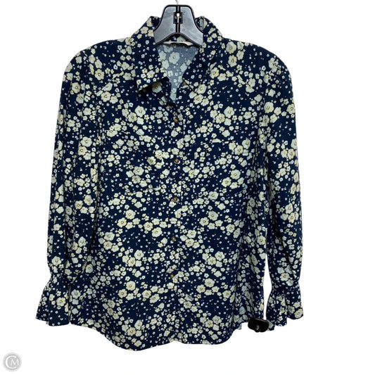 Top Long Sleeve By Lc Lauren Conrad In Blue & Cream, Size: Xs