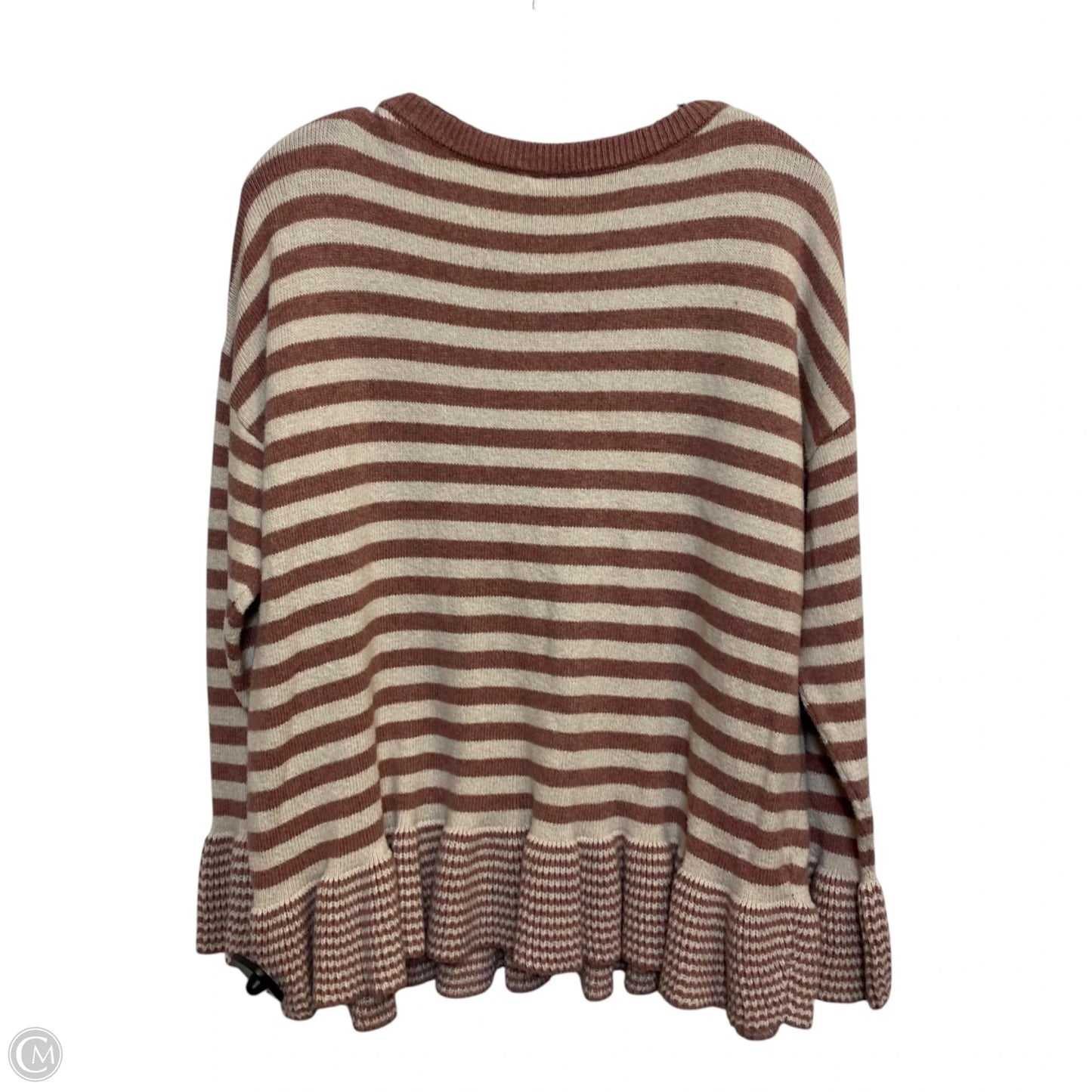 Sweater By Loft In Cream & Pink, Size: L