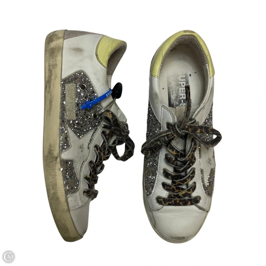 Shoes Luxury Designer By Golden Goose In Silver & White, Size: 7