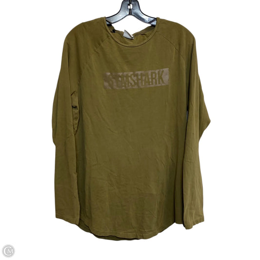 Athletic Top Long Sleeve Crewneck By Gym Shark In Green, Size: L