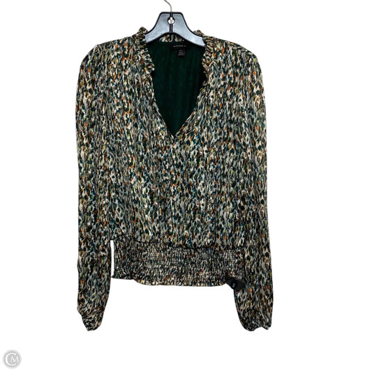 Blouse Long Sleeve By Tamara H In Green & Orange, Size: M