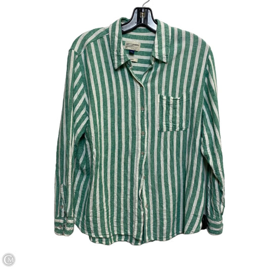 Top Long Sleeve By Universal Thread In Green & White, Size: M