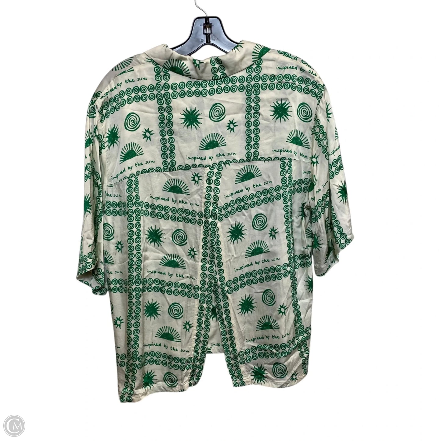 Blouse Short Sleeve By Anthropologie In Cream & Green, Size: M