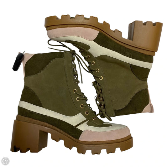 Boots Ankle Heels By Just Fab In Green & Pink, Size: 6.5