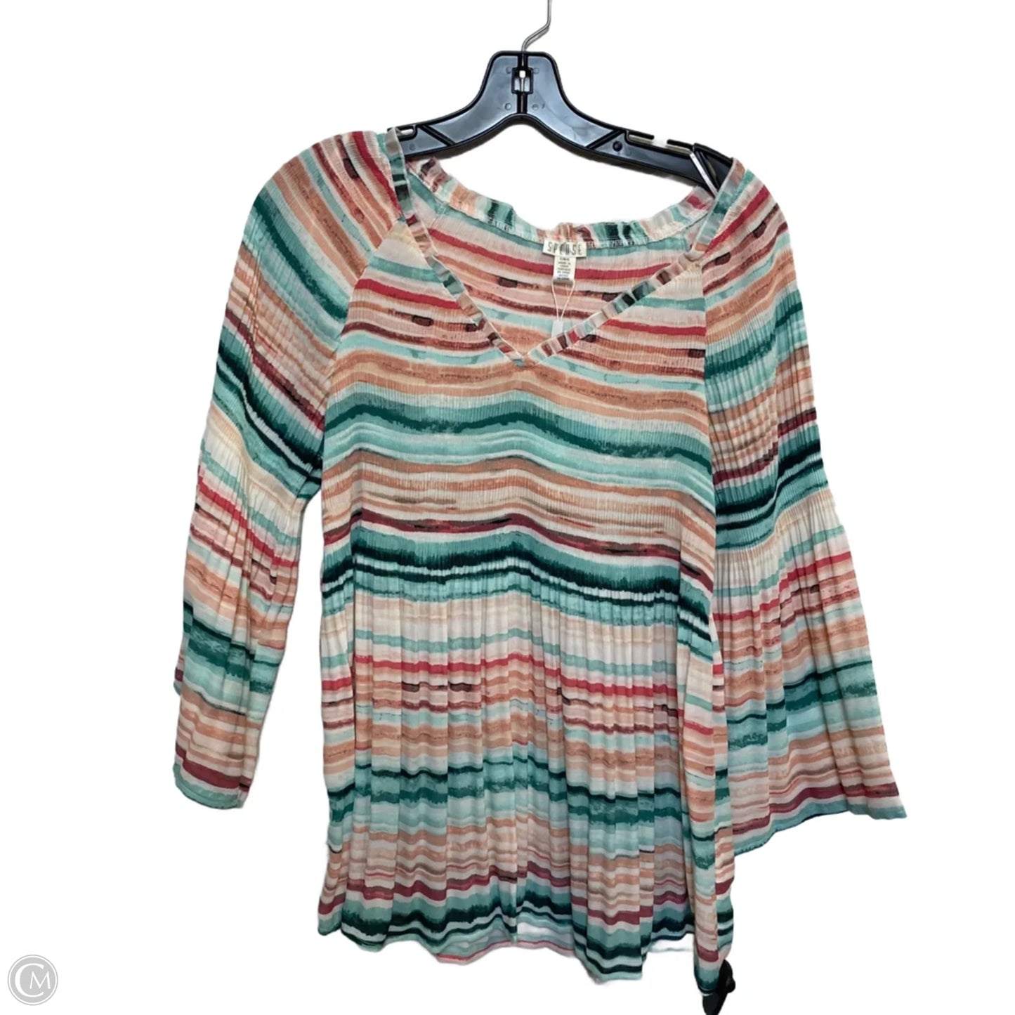 Top Long Sleeve By Spense In Green & Pink, Size: L