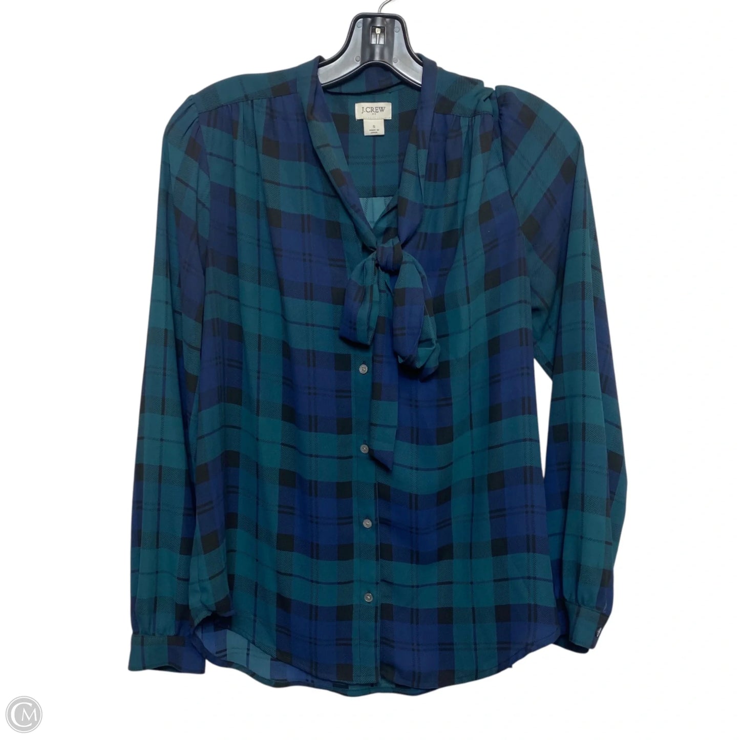 Blouse Long Sleeve By J. Crew In Blue & Green, Size: S