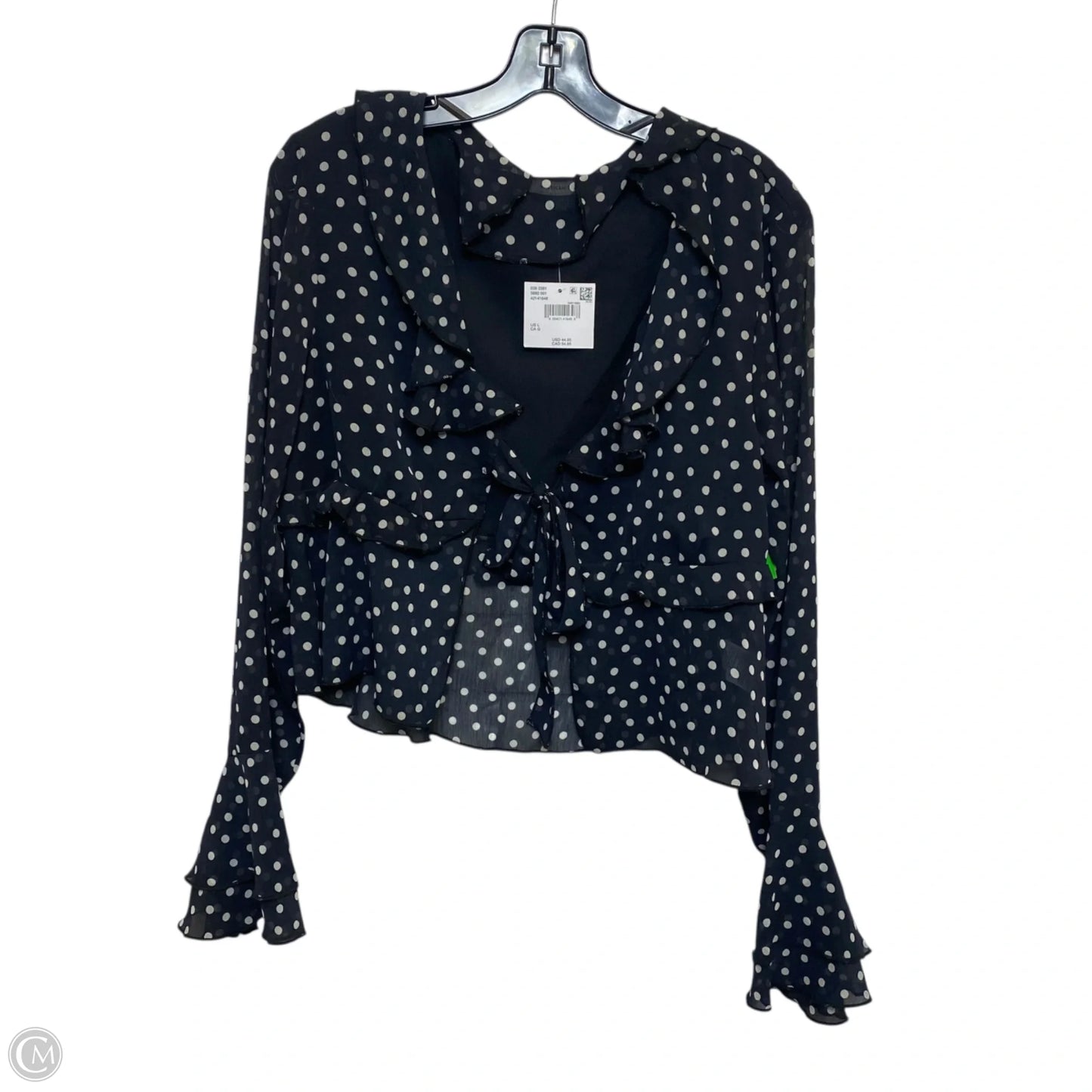 Top Long Sleeve By American Eagle In Black & White, Size: L