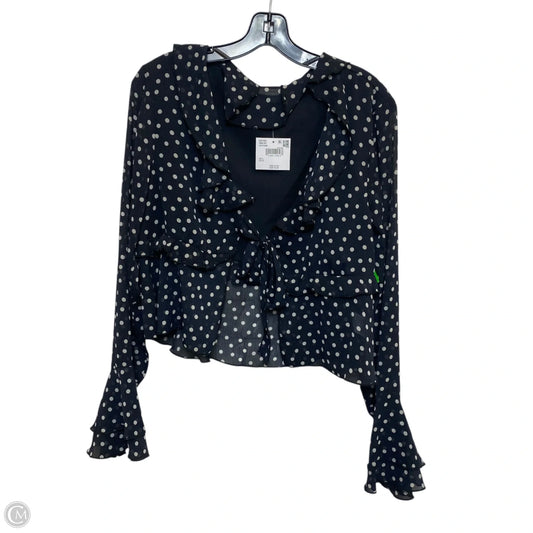 Top Long Sleeve By American Eagle In Black & White, Size: L