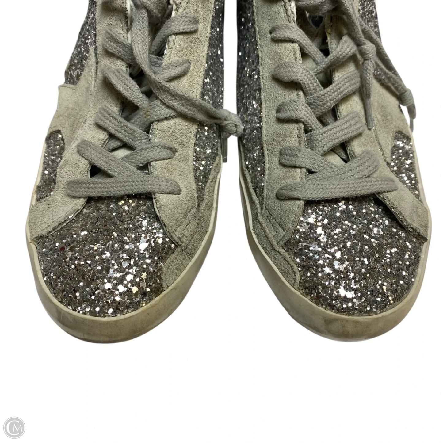 Shoes Luxury Designer By Golden Goose In Silver, Size: 9
