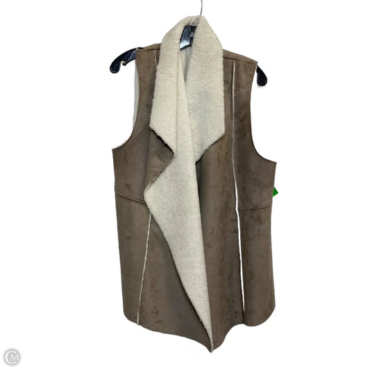 Vest Faux Fur & Sherpa By Susina In Brown & Cream, Size: 1x