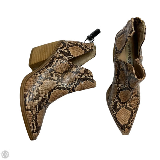 Boots Ankle Heels By Steve Madden In Snakeskin Print, Size: 6.5