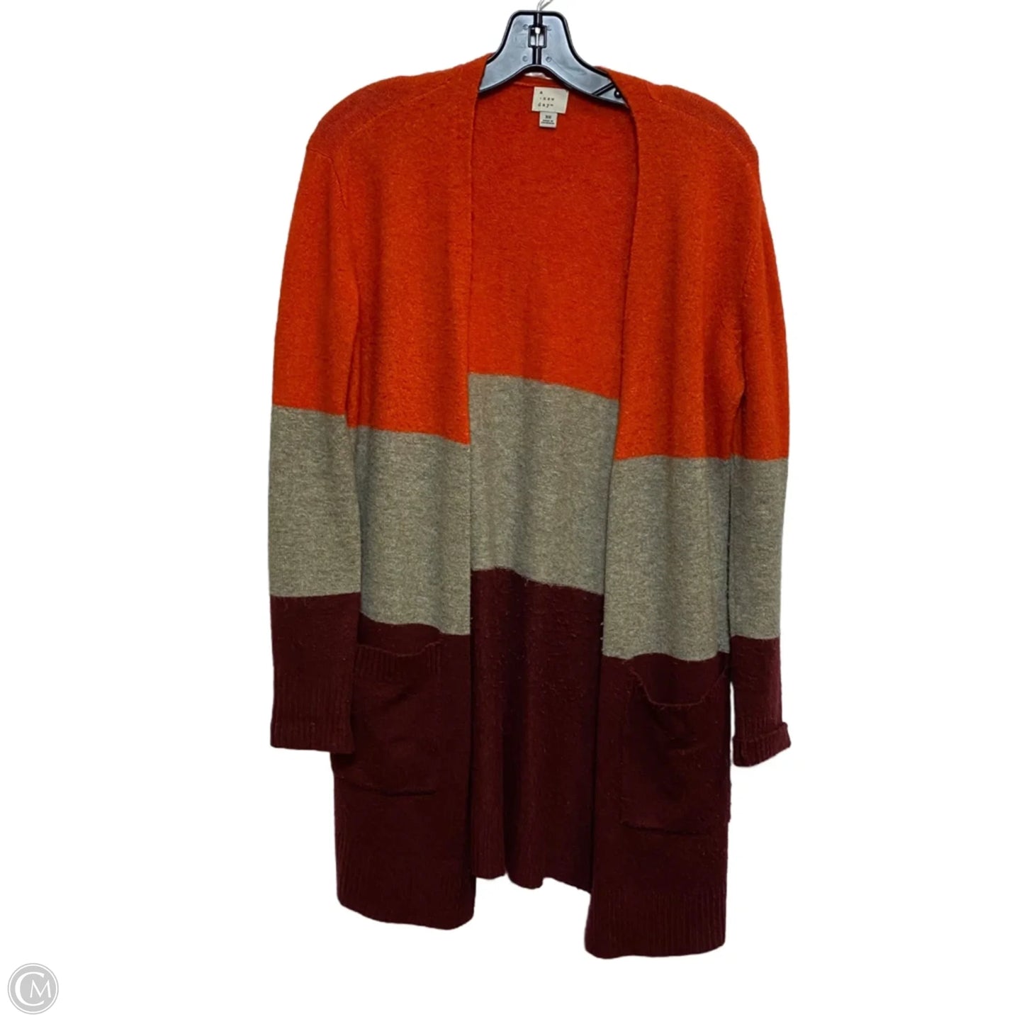 Sweater Cardigan By A New Day In Orange & Red, Size: Xs