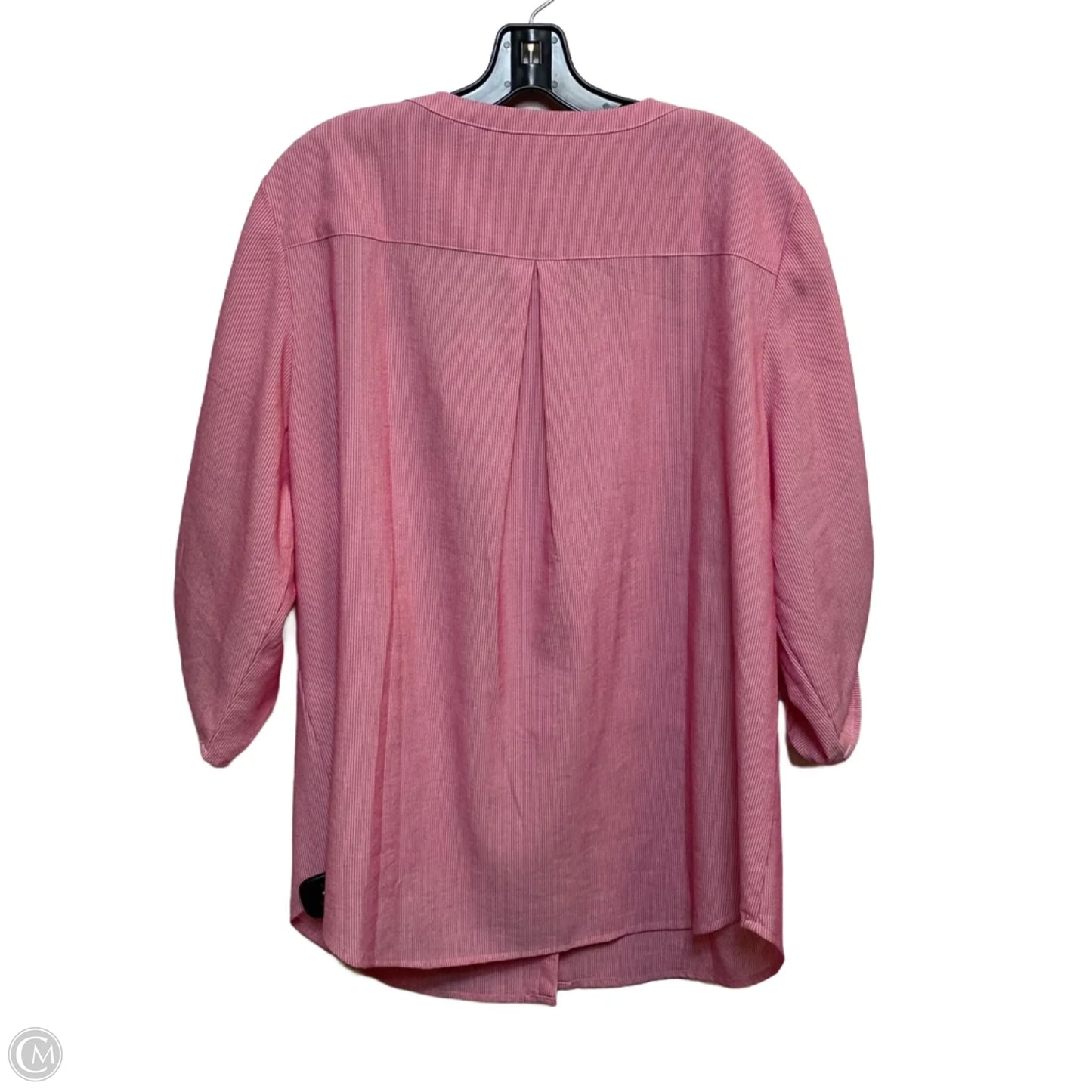 Top 3/4 Sleeve By Chicos In Pink & White, Size: Xl