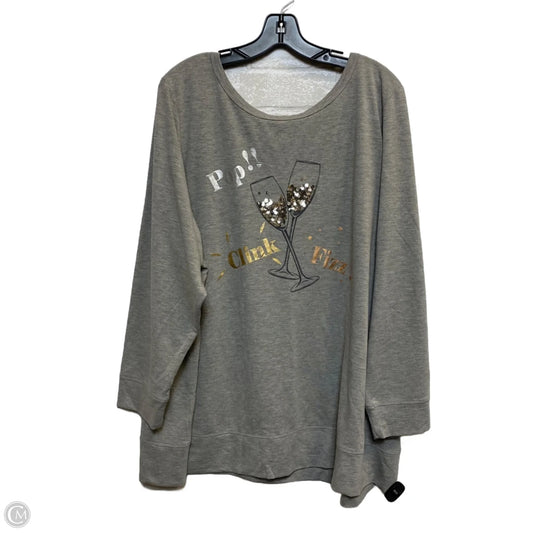Top Long Sleeve By Cato In Grey, Size: 4x