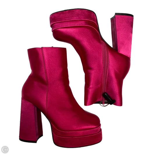 Boots Ankle Heels By Wild Diva In Pink, Size: 10
