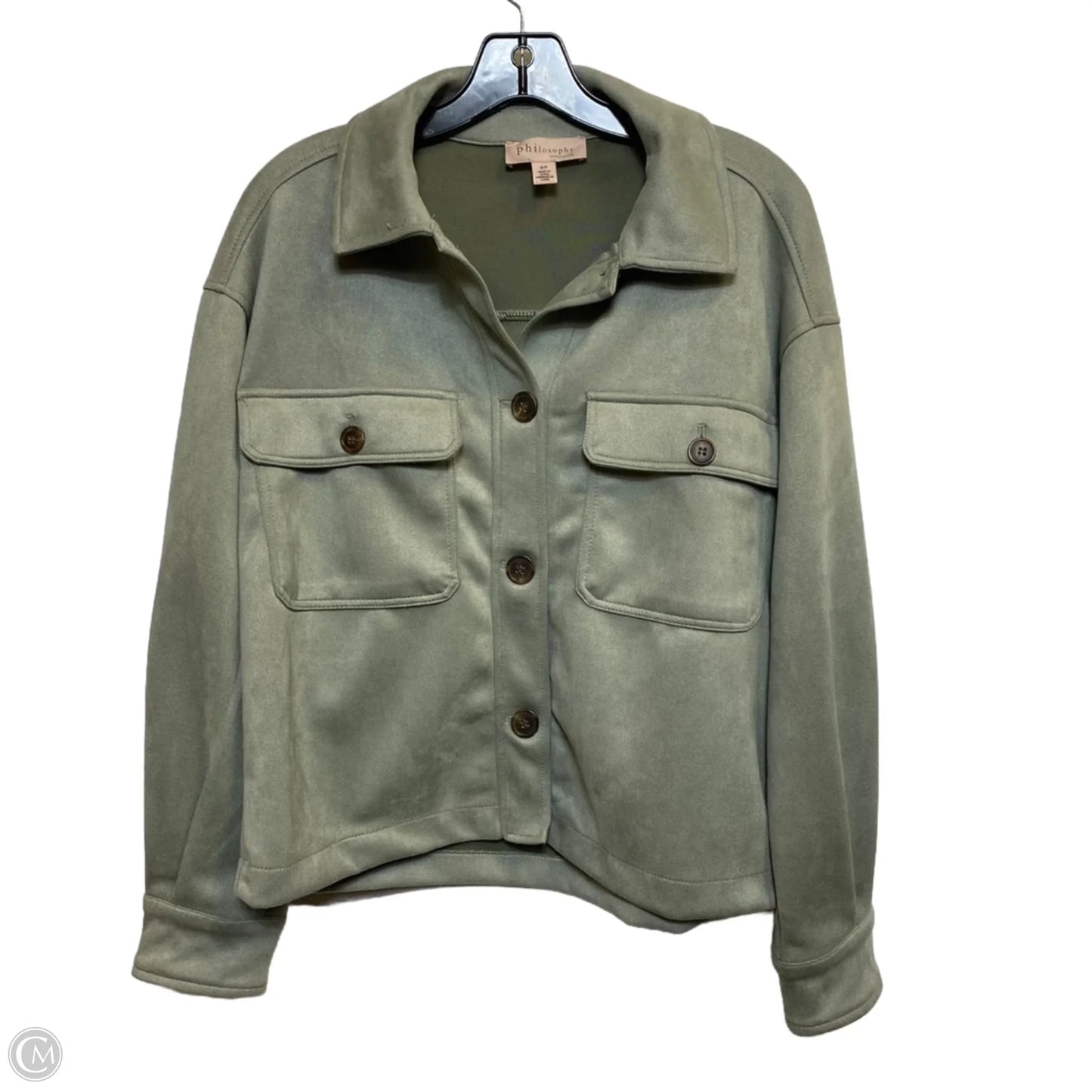 Jacket Shirt By Philosophy In Green, Size: S