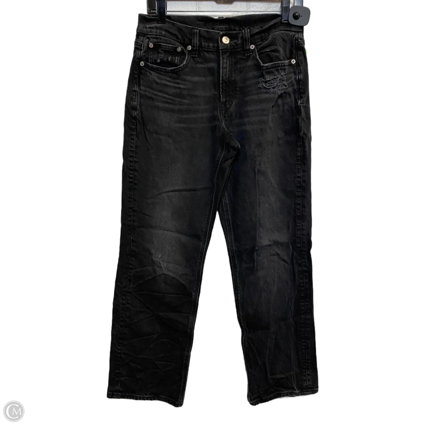 Jeans Straight By American Eagle In Black Denim, Size: 6
