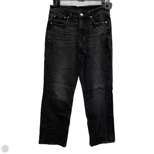 Jeans Straight By American Eagle In Black Denim, Size: 6