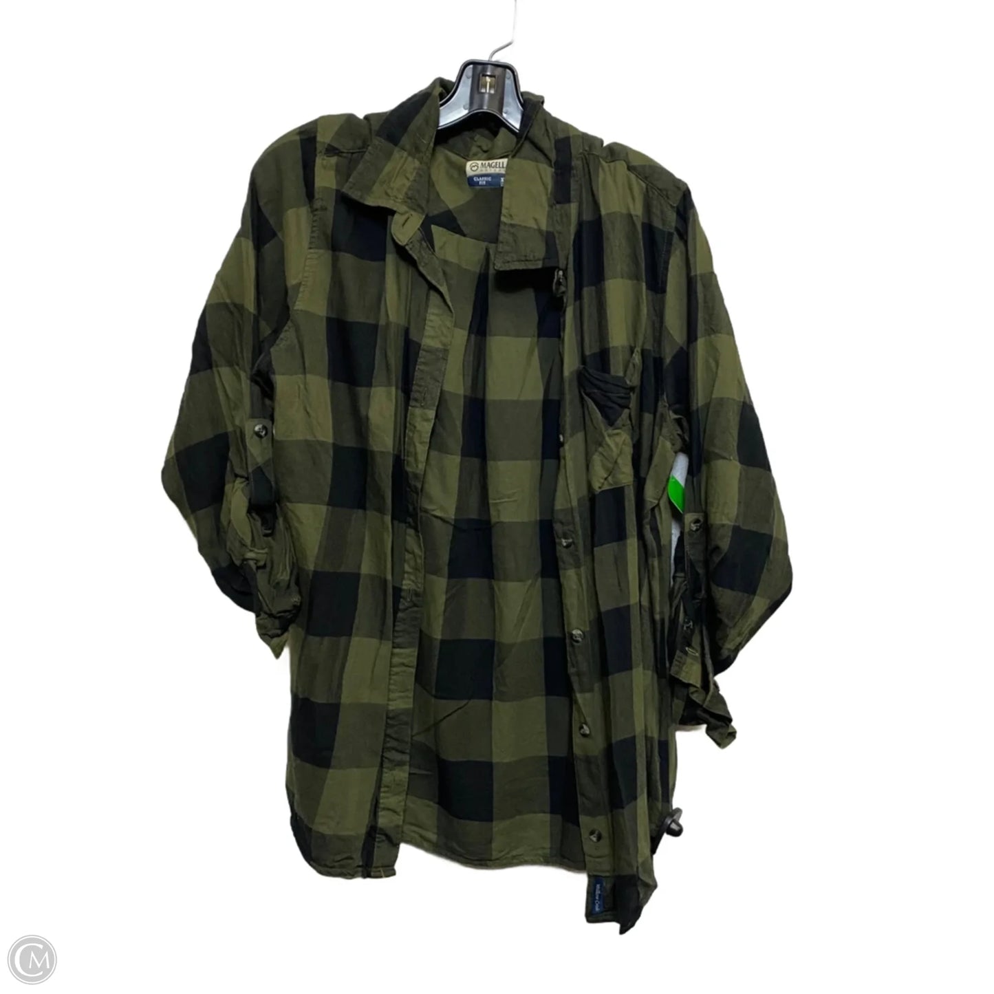 Top Long Sleeve By Magellan In Black & Green, Size: Xl