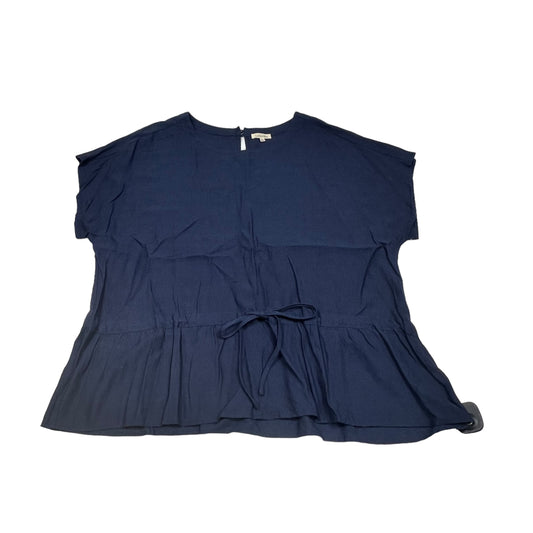 Navy Top Short Sleeve Cotton Bleu, Size Xl