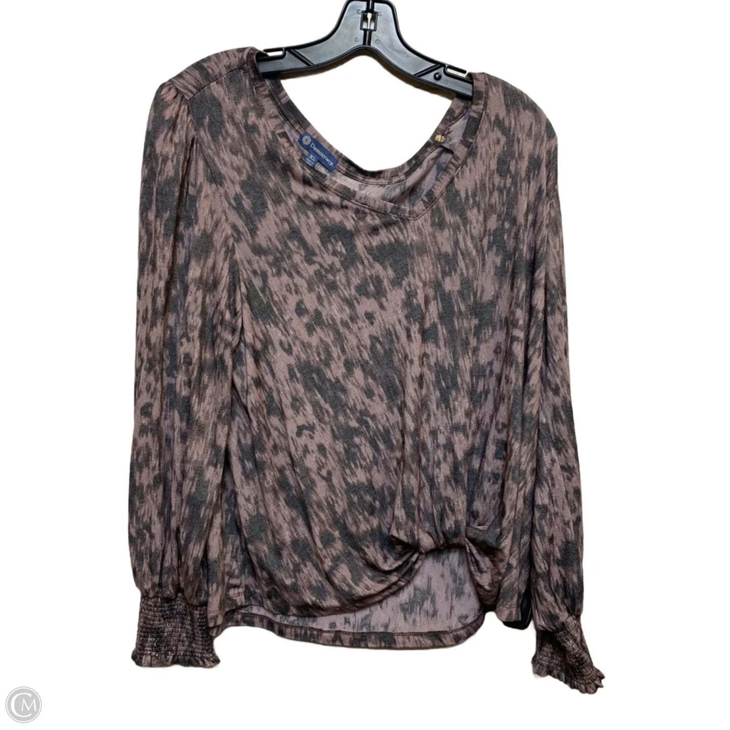 Top Long Sleeve By Democracy In Grey & Pink, Size: Xl