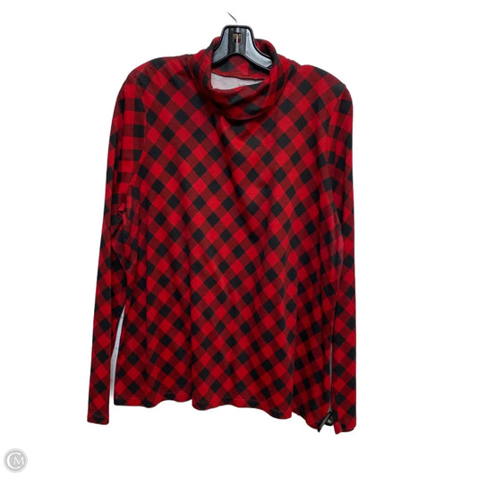 Top Long Sleeve By Kim Rogers In Black & Red, Size: Xl