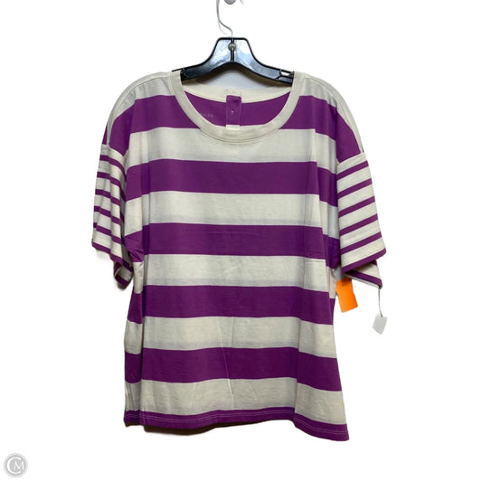 Top Short Sleeve By Talbots In Cream & Purple, Size: Xl