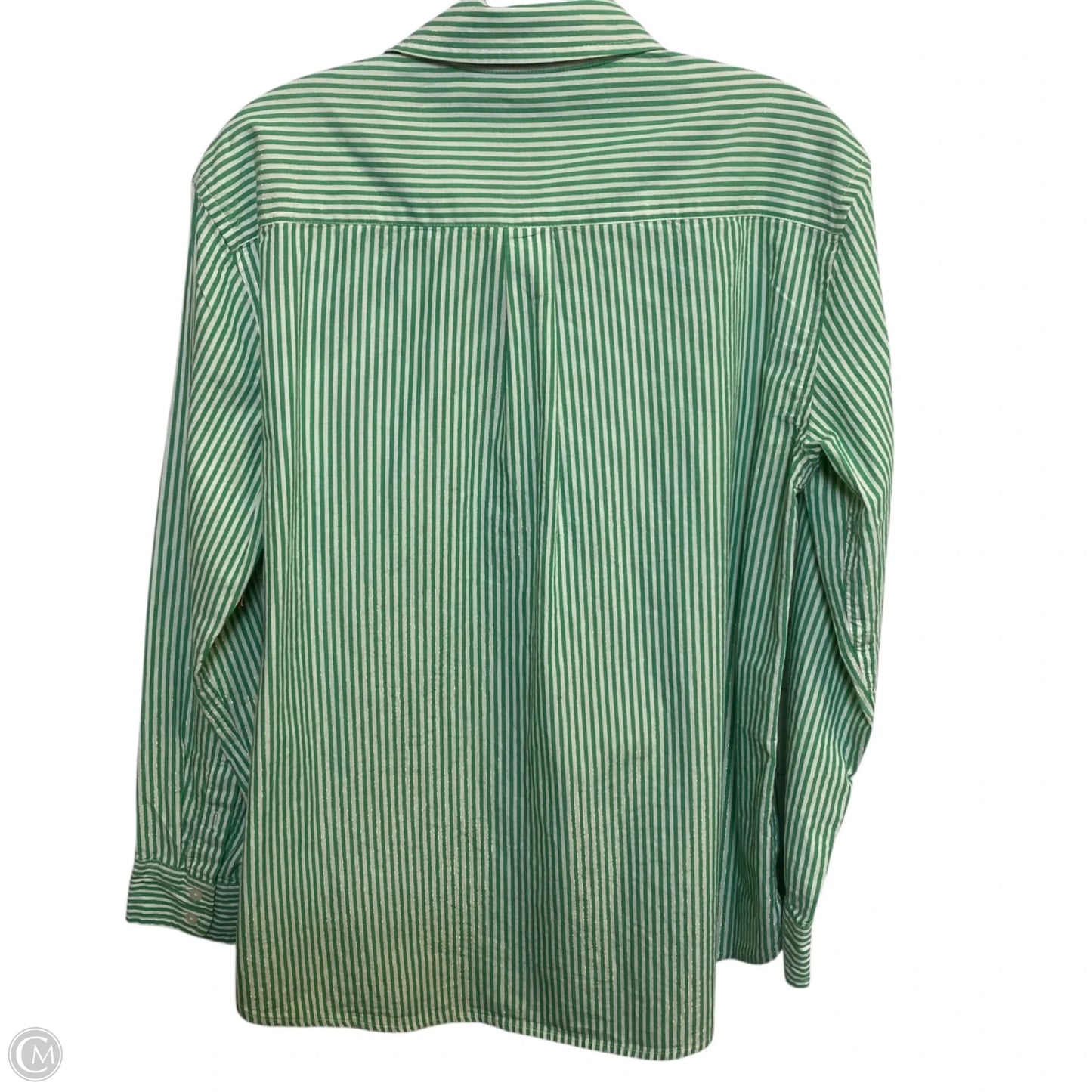 Top Long Sleeve By Crown And Ivy In Green & White, Size: M