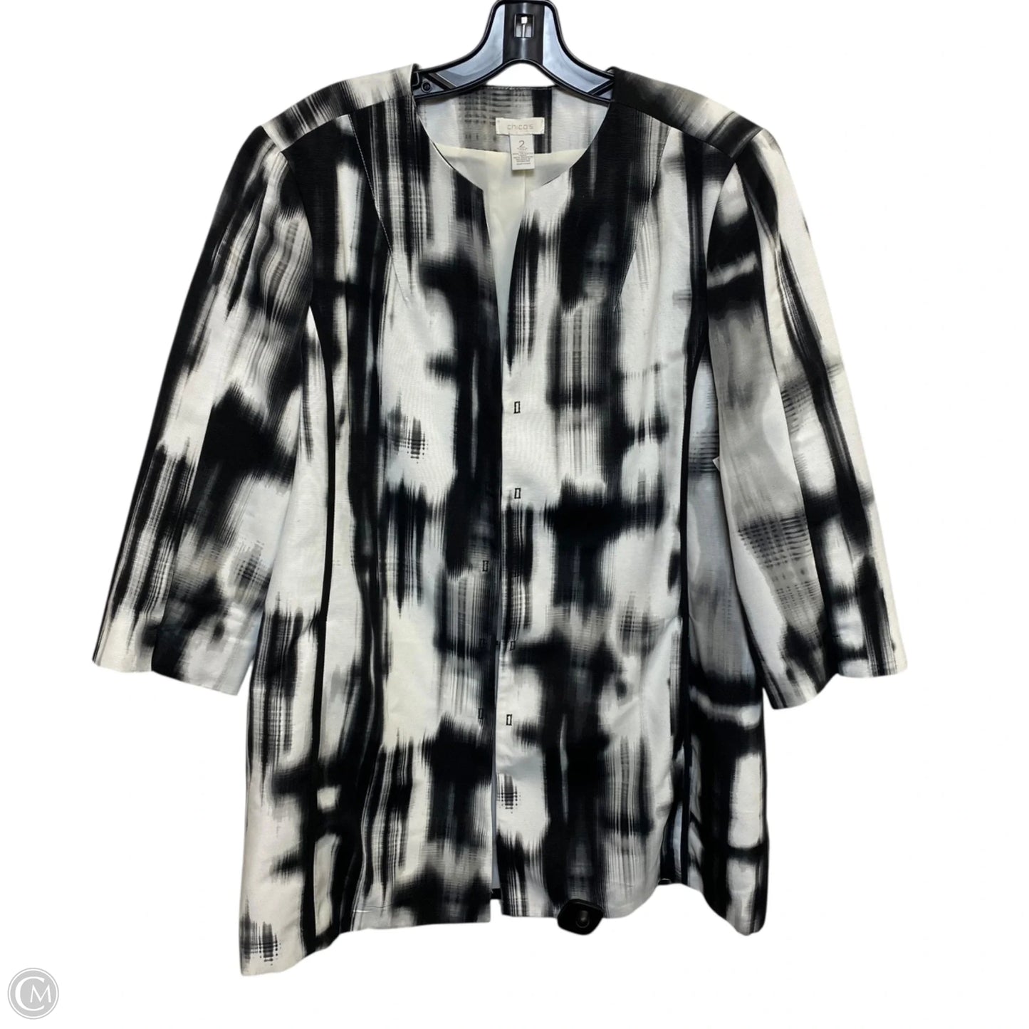 Blazer By Chicos In Black & White, Size: L