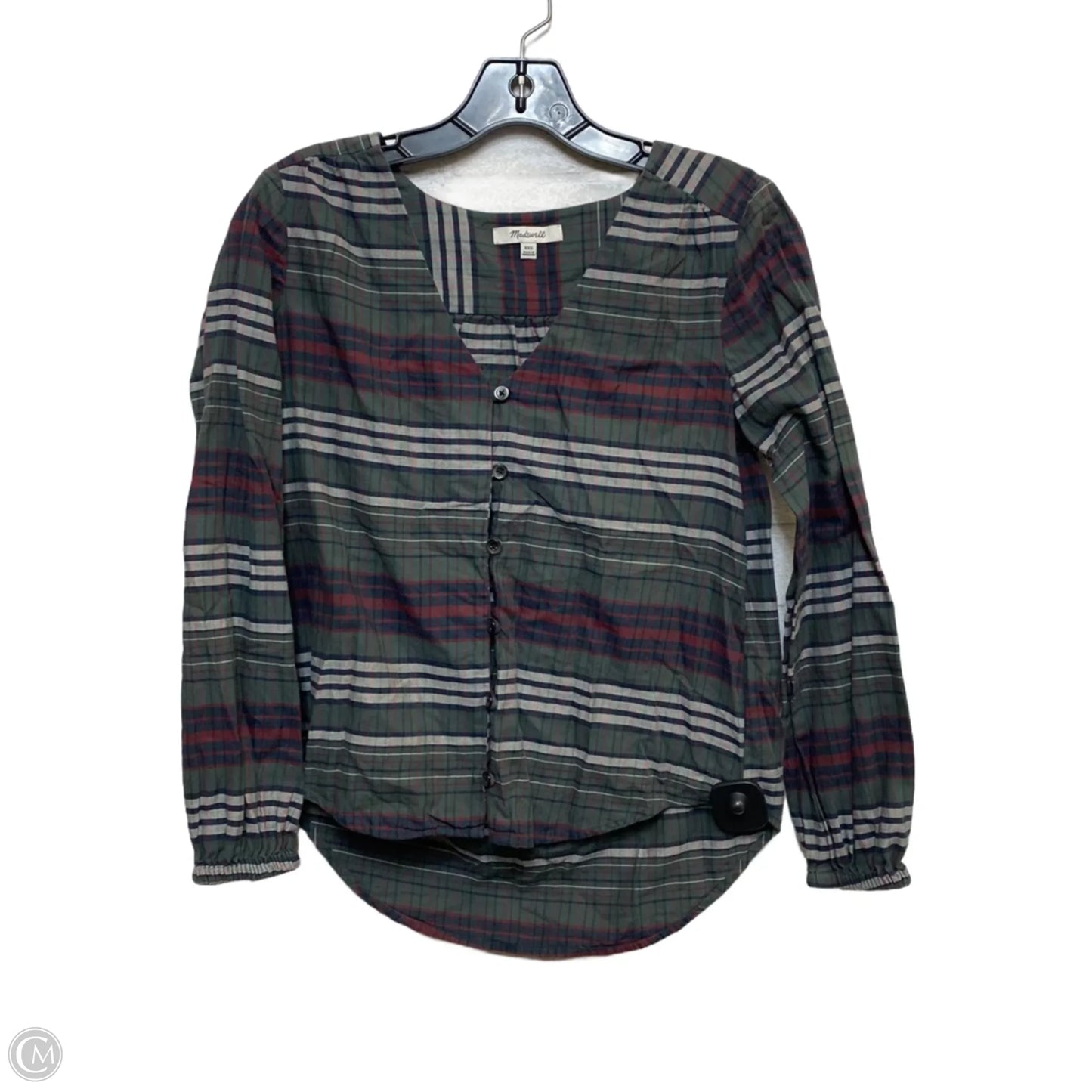 Top Long Sleeve By Madewell In Blue & Green, Size: Xxs