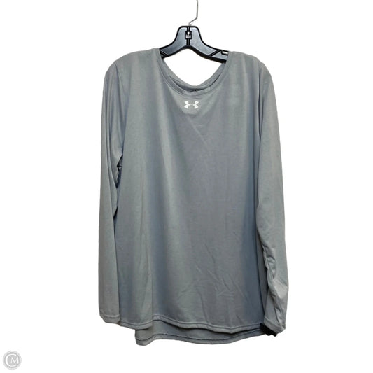 Athletic Top Long Sleeve Crewneck By Under Armour In Grey, Size: 2x