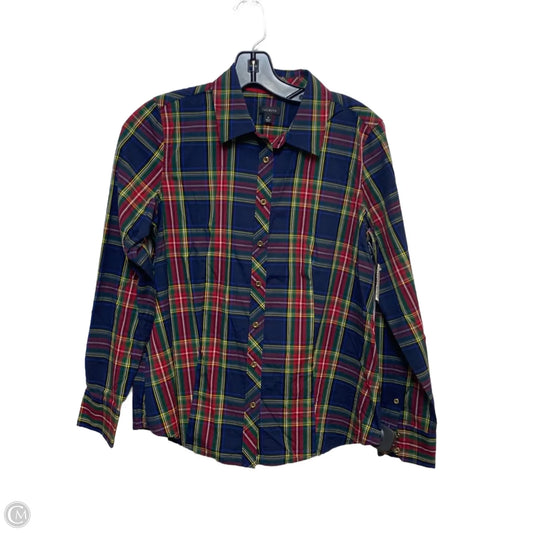 Top Long Sleeve By Talbots In Plaid Pattern, Size: S