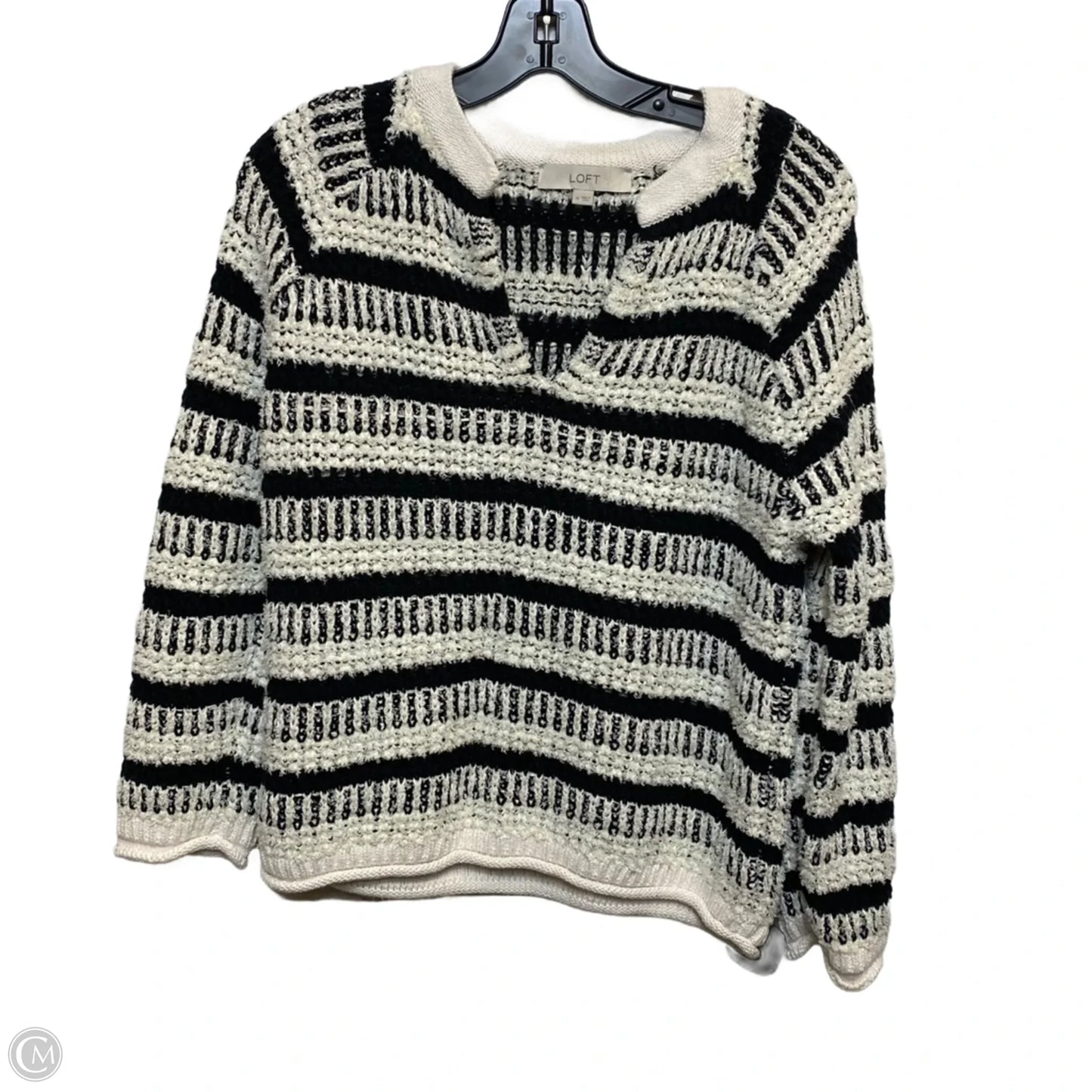 Sweater By Loft In Black & Cream, Size: M