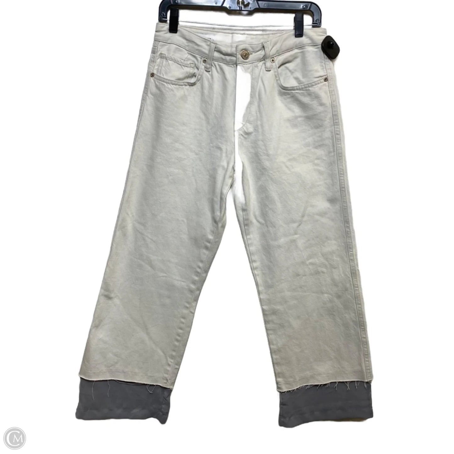 Jeans Wide Leg By Zara In White Denim, Size: 6