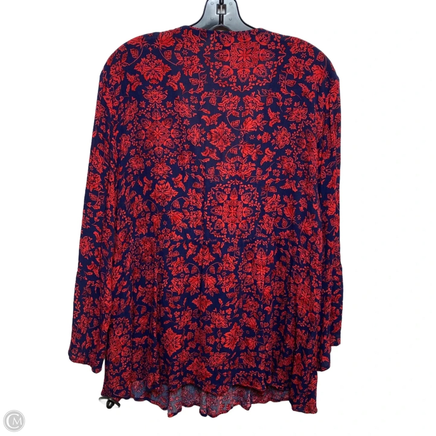 Top Long Sleeve By Torrid In Blue & Red, Size: 1x