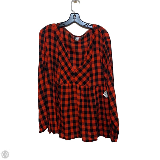 Top Long Sleeve By Old Navy In Black & Red, Size: Xxl