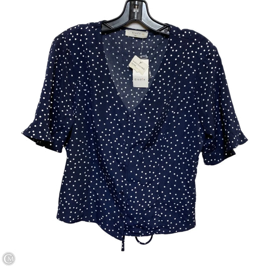 Top Short Sleeve By Elodie In Blue & White, Size: L