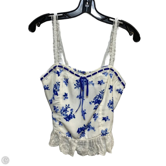 Top Sleeveless By Thirty Thirty In Blue & Cream, Size: M