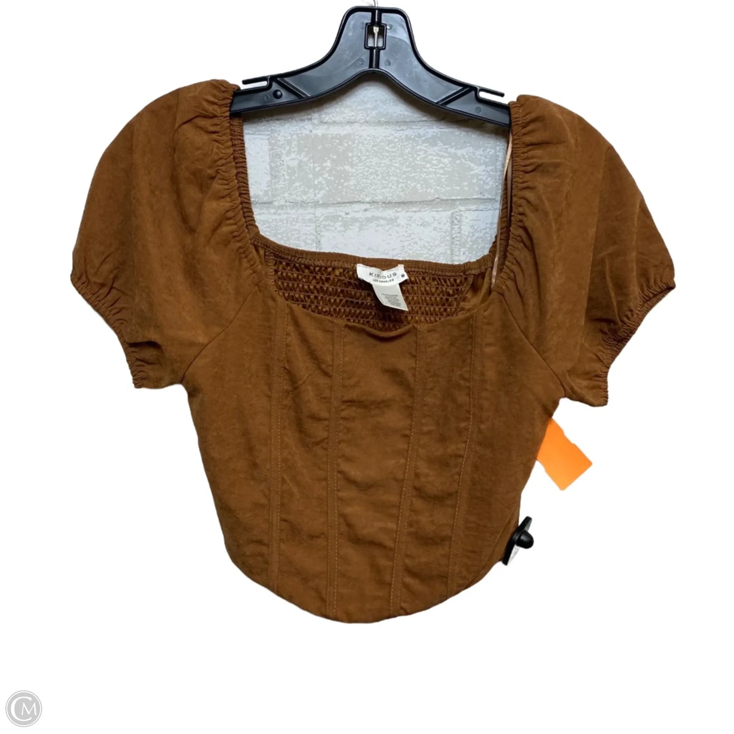 Top Short Sleeve By Kirious In Brown, Size: M