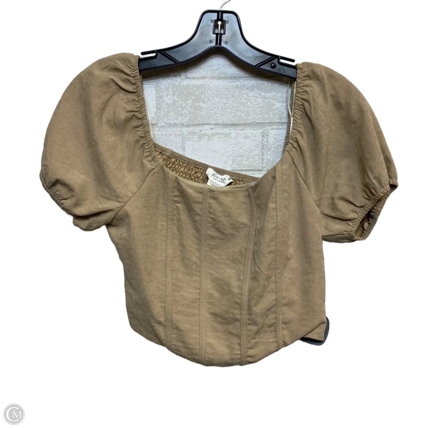 Top Short Sleeve By Kirious In Tan, Size: M