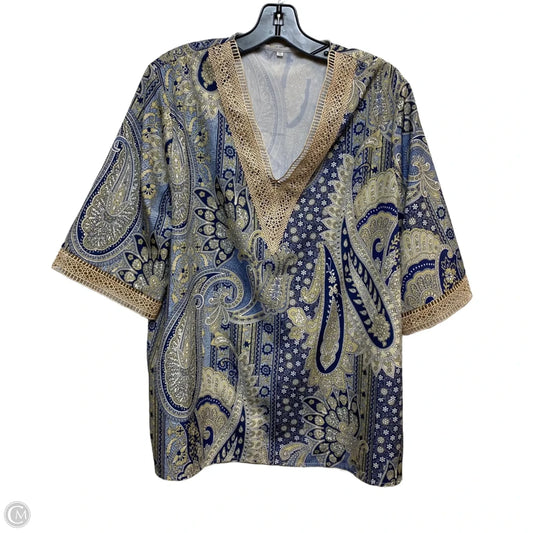 Top Short Sleeve By Cmf In Blue & Green, Size: 1x