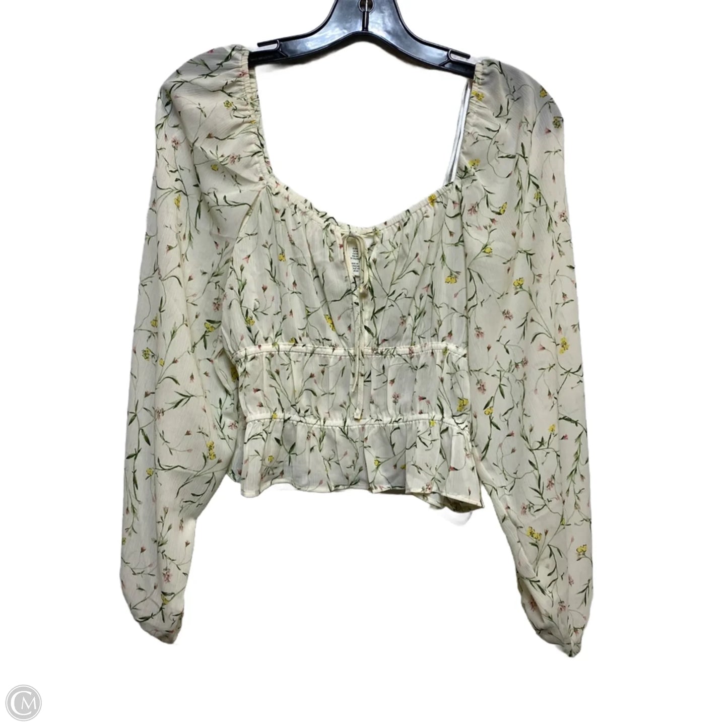 Top Long Sleeve By H&m In Cream, Size: M