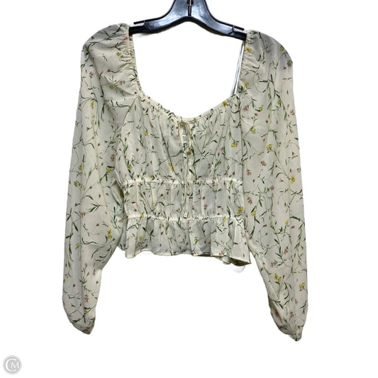 Top Long Sleeve By H&m In Cream, Size: M