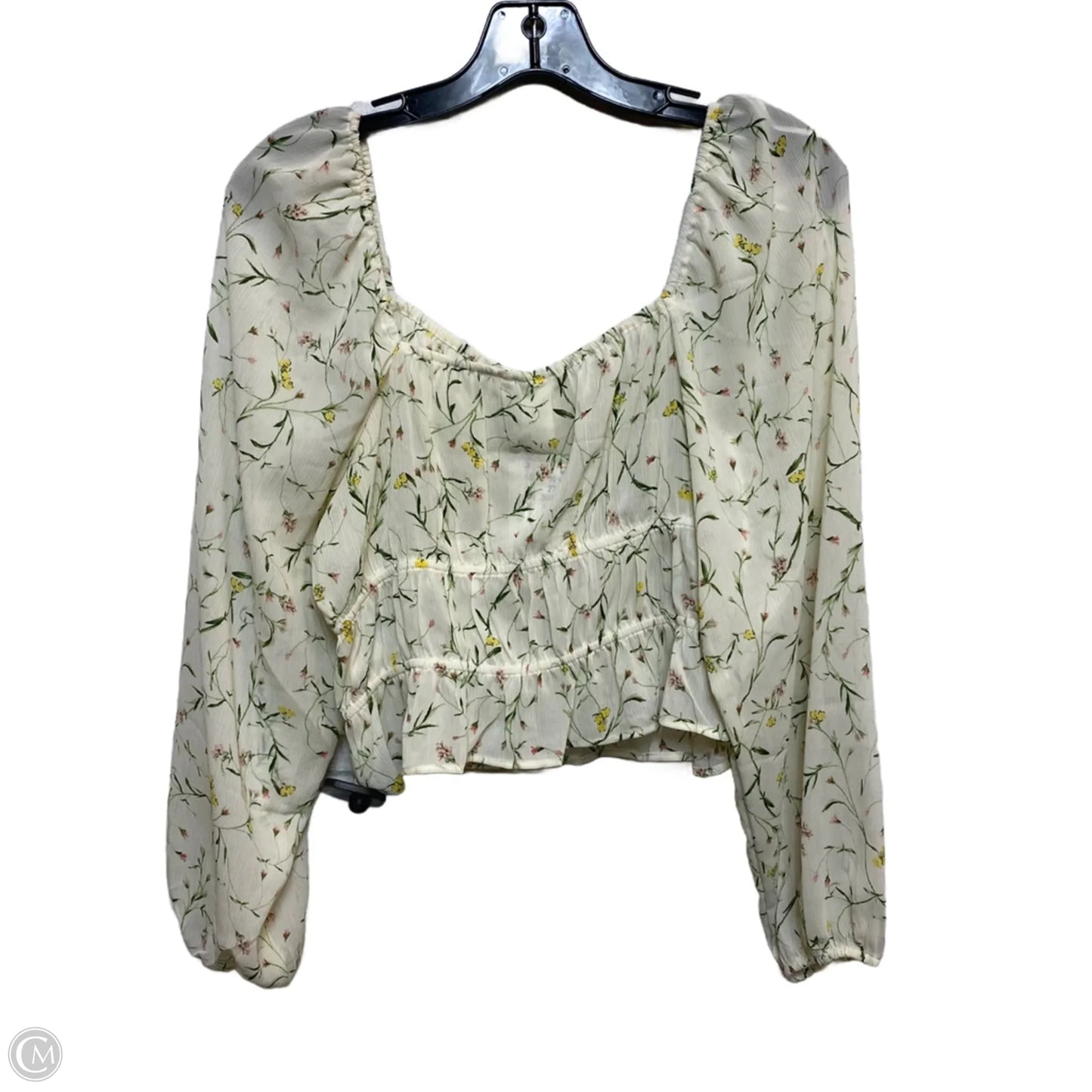 Top Long Sleeve By H&m In Cream, Size: M