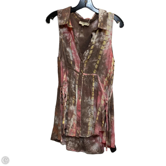 Top Sleeveless By Entro In Brown & Pink, Size: M